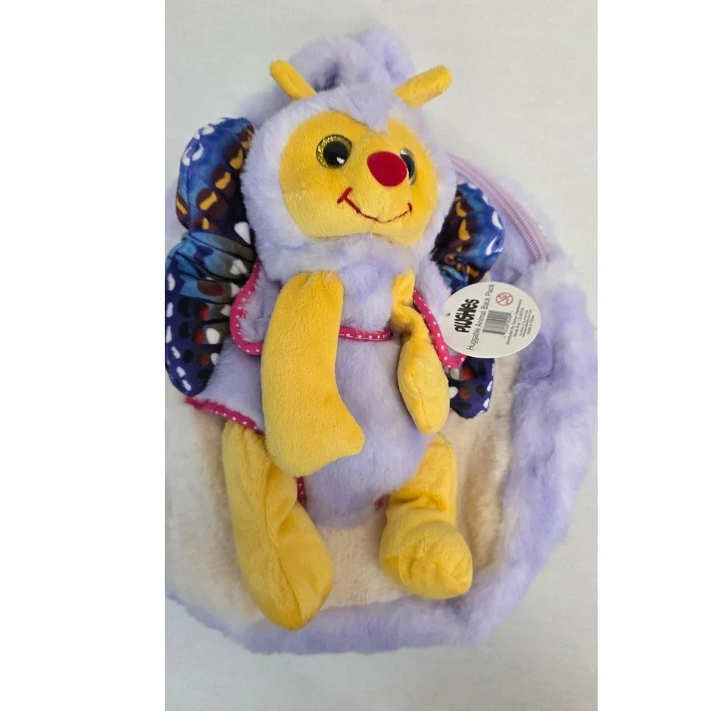 Plushies Huggable Animal Back Pack Lavender Fuzzy Butterfly Detachable Toy NWT
